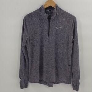 Nike Running pullover jacket purple slub fitted size medium cuffs thumb holes